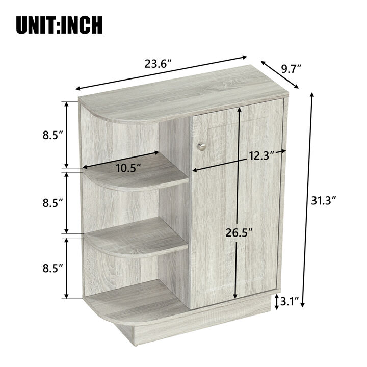 Open Style Shelf Cabinet with Adjustable Plates Ample Storage Space Easy to Assemble, Oak