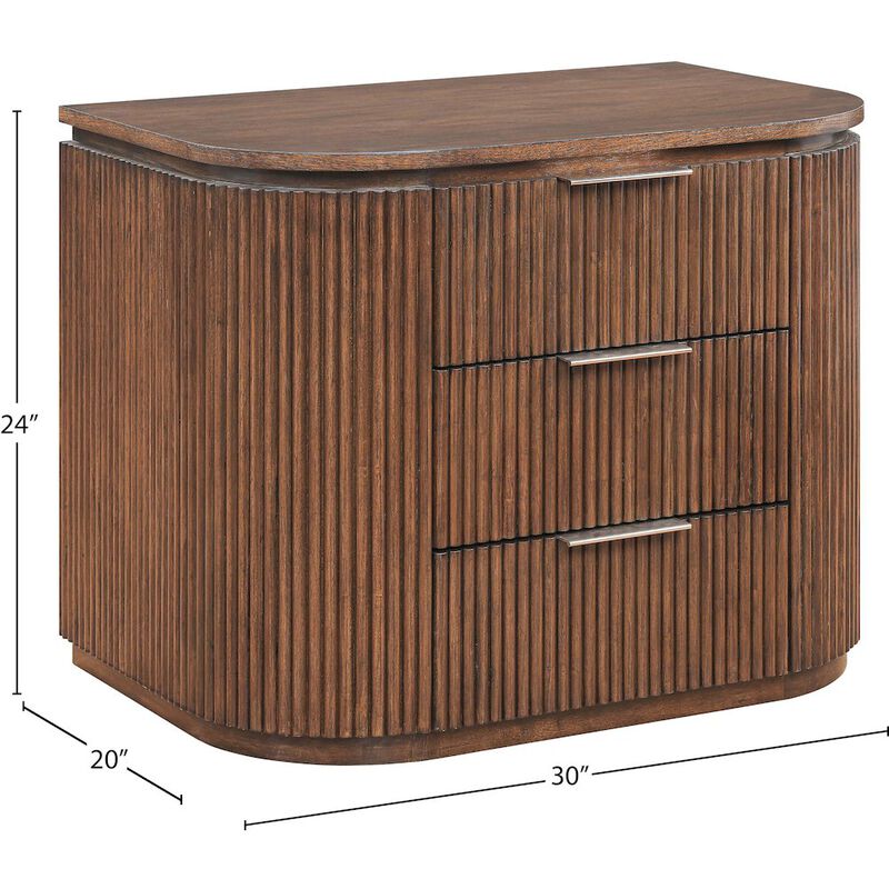 Meridian Furniture Astrid Brown Solid Wood And Oak Veneer Nightstand