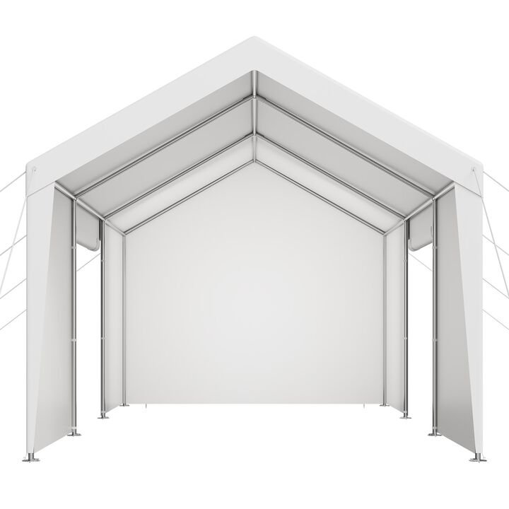All Season Portable Carport Shelter with Removable Sidewalls for Cars and Boats