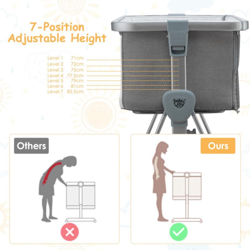 Hivago Baby Bed Side Crib Portable Adjustable Infant Travel Sleeper Bassinet