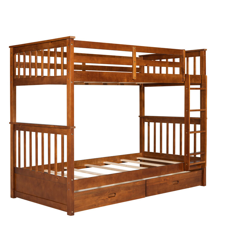 Merax Bunk Bed with Ladders and 2 Storage Drawers