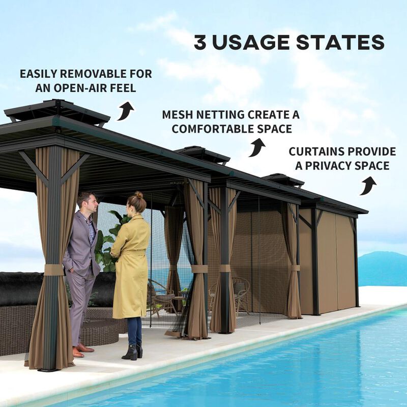 Hivvago Outdoor 10x10 Hardtop Gazebo with Curtains Included image number 6