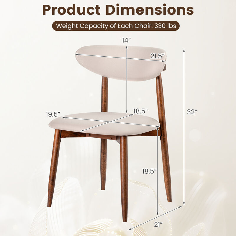 4 Pack Fabric Dining Chairs with Curved Backrests for Kitchen and Dining Room image number 2