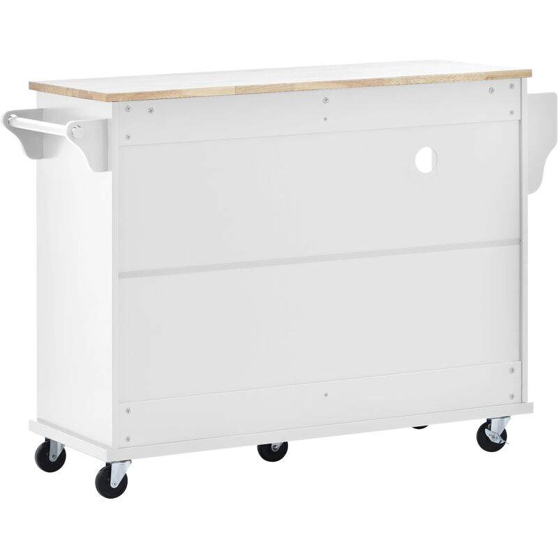 Merax Kitchen Island Cart with Storage Cabinet and Two Locking Wheels,Solid wood desktop