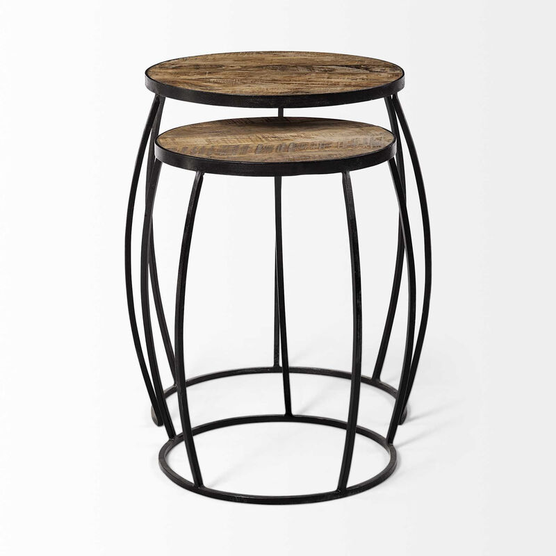 Solid Wood Round Accent Tables &ndash; Elegant Set of Two