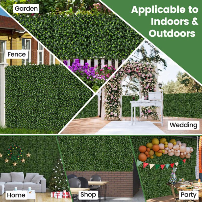 Hivvago 12 Pieces Artificial Topiary Gardenia Shrub Grass Panels
