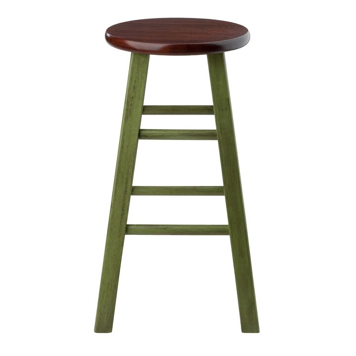 Winsome Wood Ivy model name Stool Rustic Green/Walnut 13.4x13.4x24.2