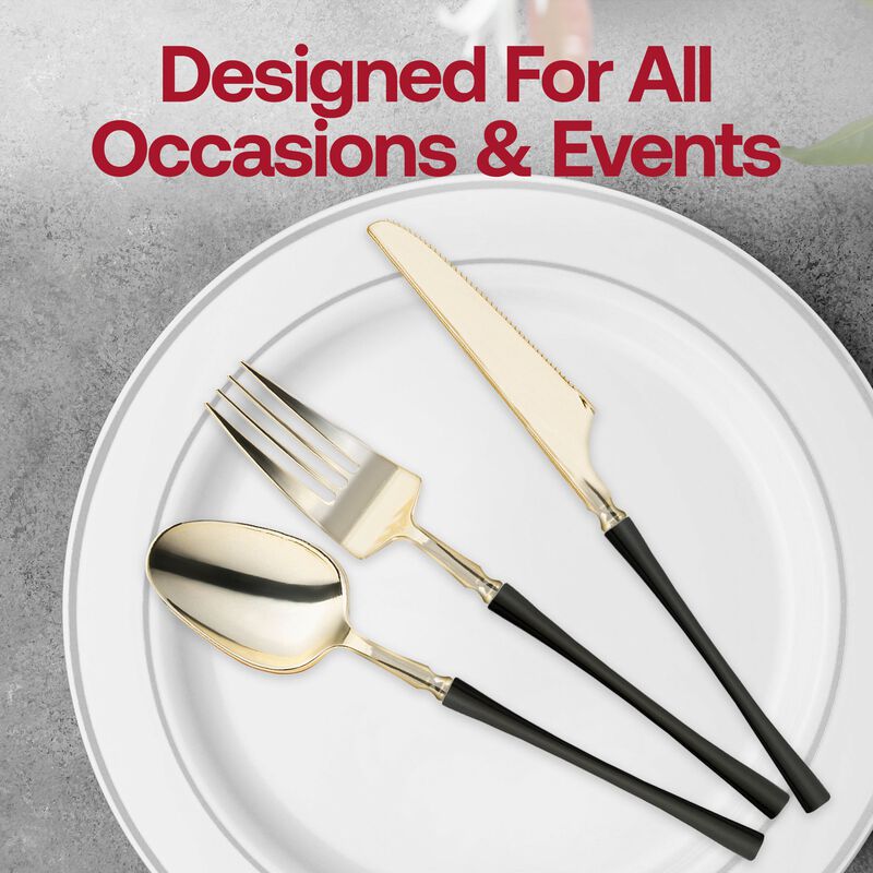 Gold with Black Handle Moderno Plastic Dinner Spoons (240 Spoons) image number 7