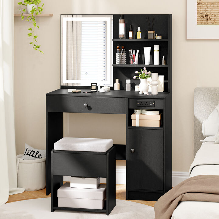 Vanity Desk with Lighted Mirror for Bedroom or Makeup Room Setup