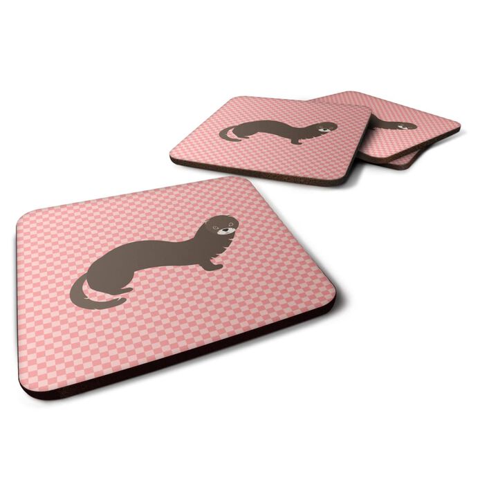 Caroline's Treasures Russian or European Mink Pink Check Decorative coasters, 3.5, Multicolor