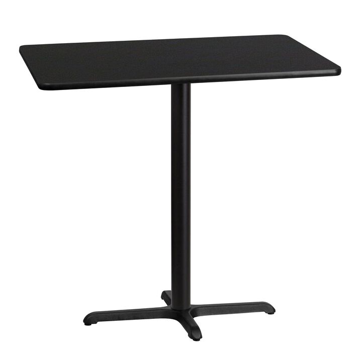 Flash Furniture 30'' x 42'' Rectangular Black Laminate Table Top with 23.5'' x 29.5'' Bar Height Table Base