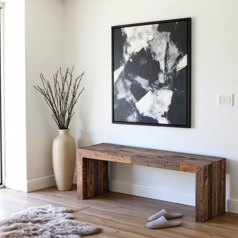 Starlight Canyon Home Vintage Wood Bench, Sturdy Entry Way Bench with Antique Finish image number 6