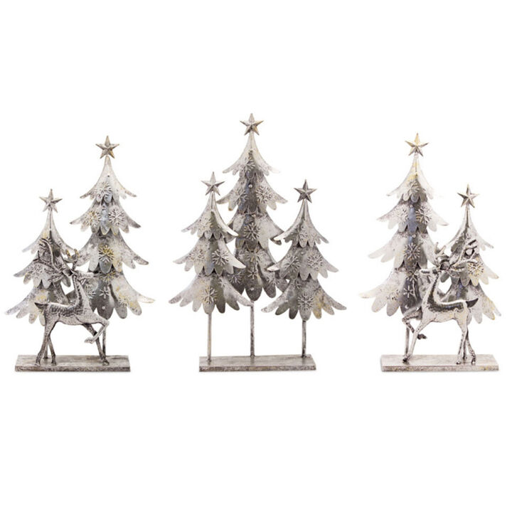 Set of 3 Trees and Deer for Elegant Seasonal Decorations