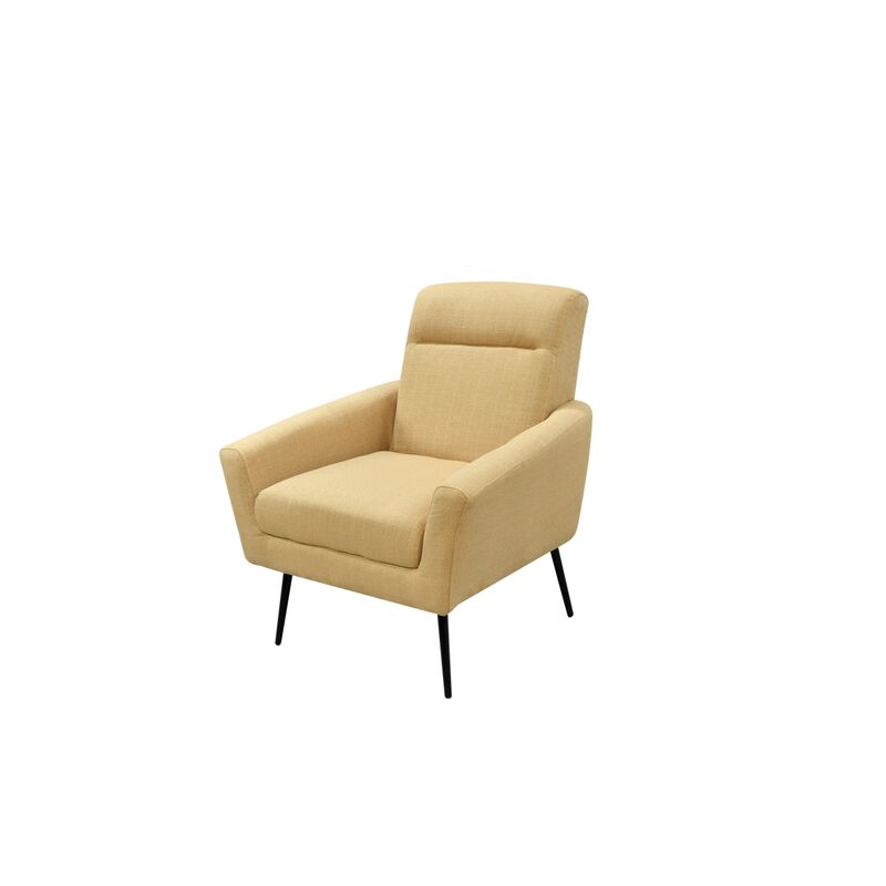 Mid Century Modern Upholstered Fabric Accent Chair, Living Room, Bedroom Leisure Single Sofa Chair (with Metal Legs), TV armrest seat, Suitable for Small Space Home, Office, Coffee Chair, Yellow image number 6