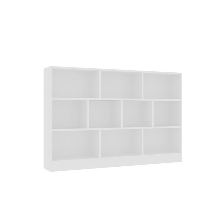 41.3 in. H x 55.1 in. W White Wood 10-Shelf Freestanding Standard Bookcase Display Bookshelf With Cubes