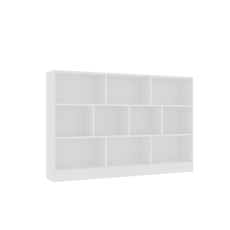 41.3 in. H x 55.1 in. W White Wood 10-Shelf Freestanding Standard Bookcase Display Bookshelf With Cubes