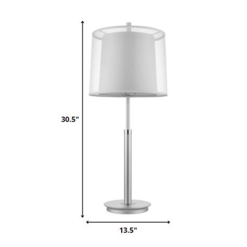 Hivvago 31" Silver Metal Table Lamp With White Empire Shade