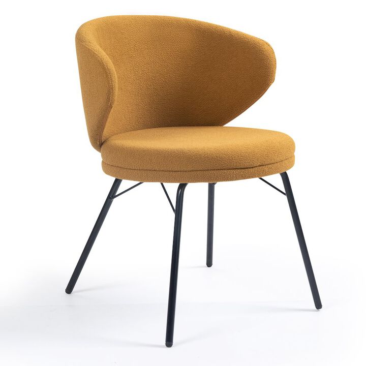 Glamour Home Set of 2 Barclay Brown Fabric Dining Chair with Black Iron Legs