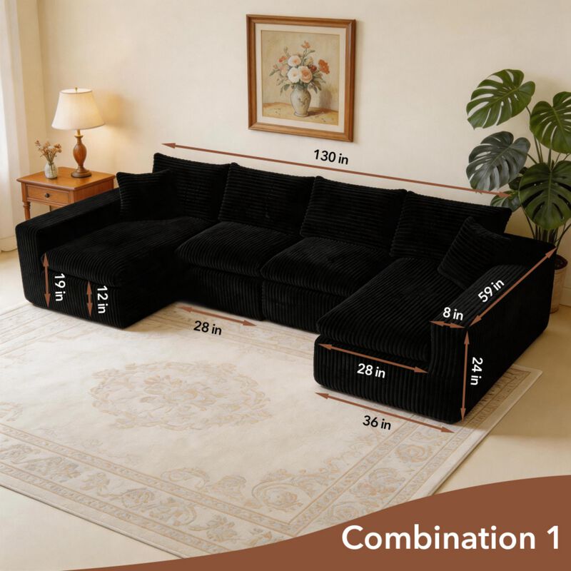 Nespfe Modular U-Shaped Compressed Sectional Sofa image number 9