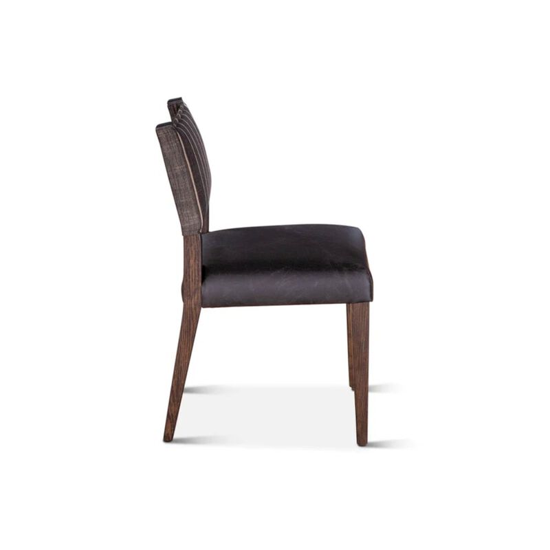 World Interiors Lila Dining Chair in Black Leather and Linen image number 2