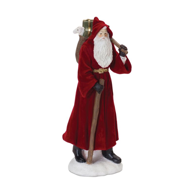 Set of 2 Resin Santa Statues for Festive Christmas Displays