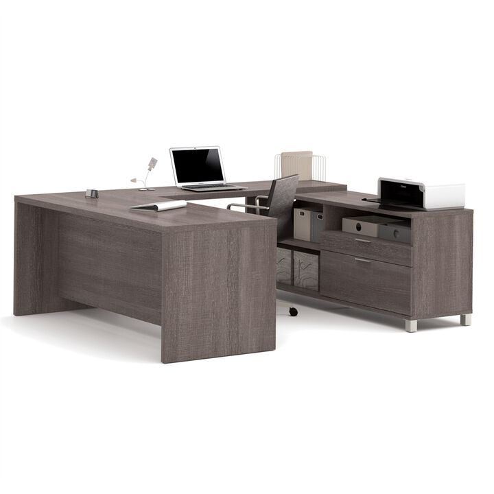 Bestar Pro-Linea U-Desk in Bark Gray