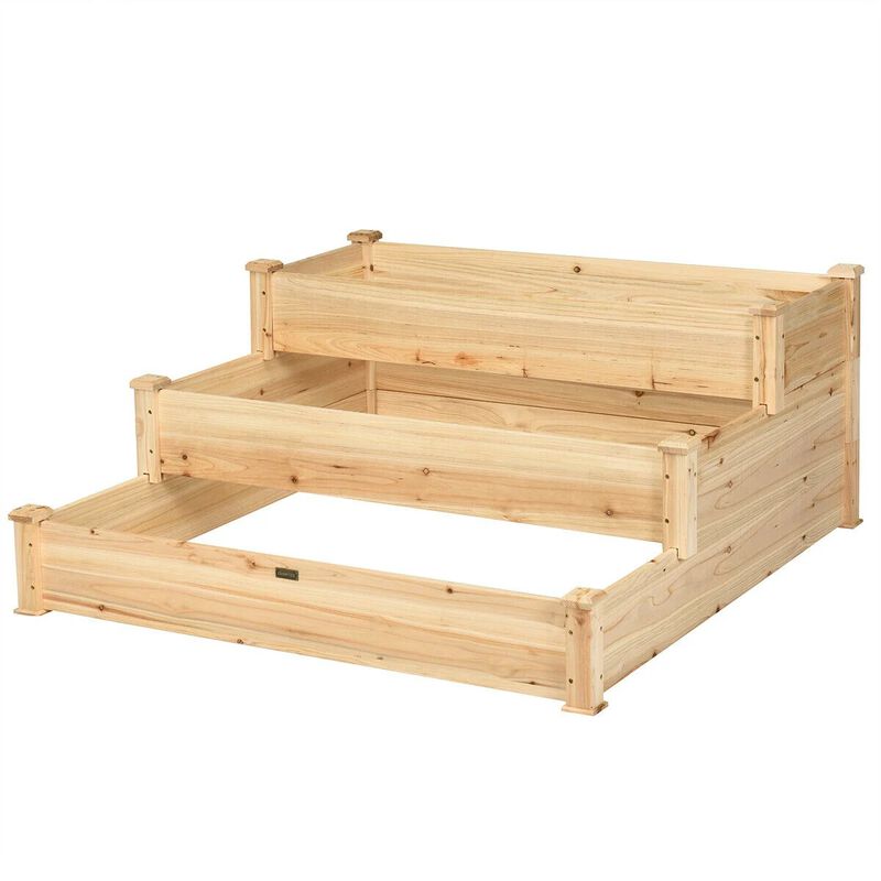 3 Tier Elevated Wooden Garden Bed for Vegetables, Herbs and Flowers image number 6