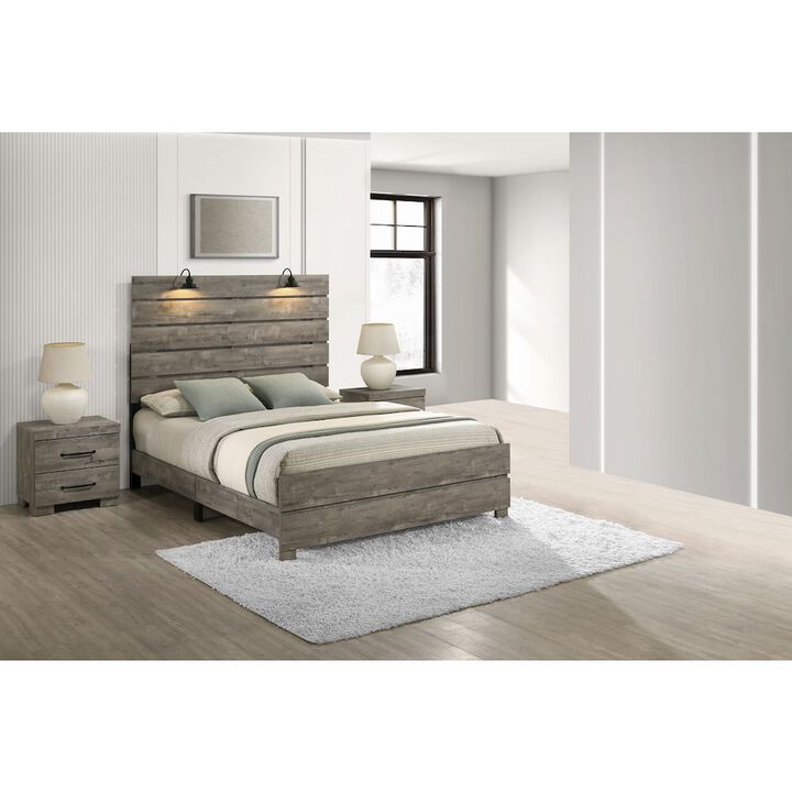 Best Quality Furniture 3Pc Modern Panel Bedroom Set In Antique Gray Color, Full