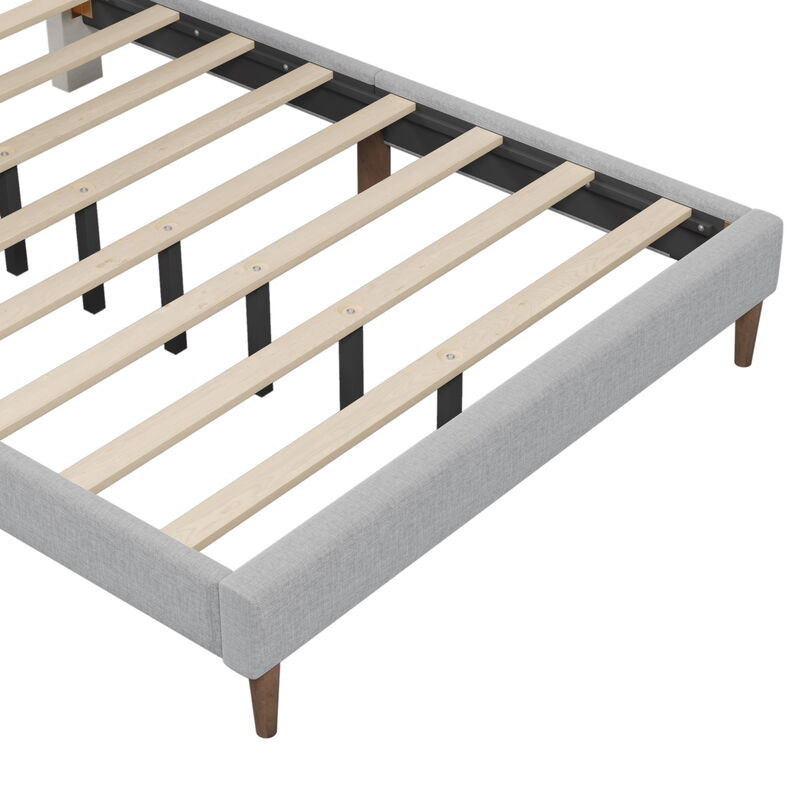 Merax Upholstered Platform Bed Frame with Vertical Channel Tufted Headboard