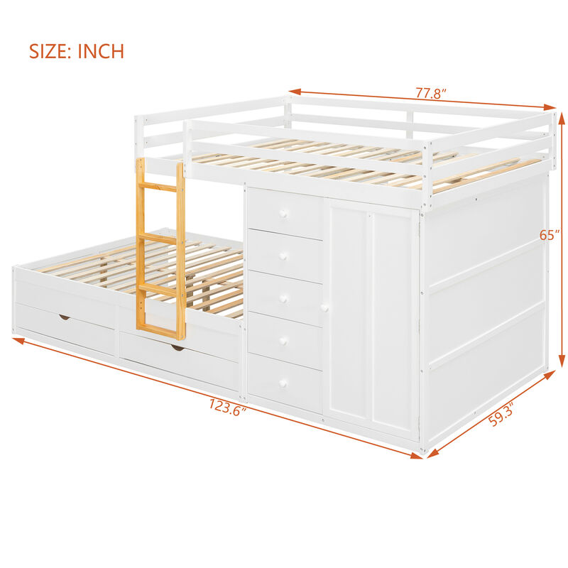 Merax Full Size Bunk Bed with Drawers & Mini Wardrobe image number 3
