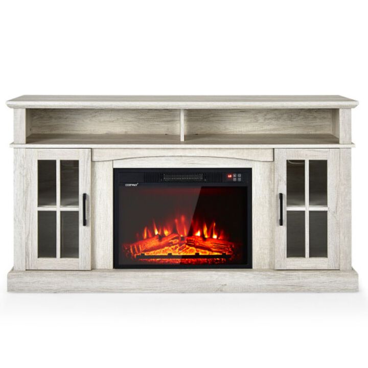 Hivvago Fireplace TV Stand for TVs Up to 65 Inch with Side Cabinets and Remote Control