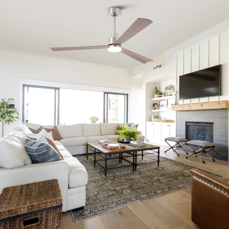 52 in. Brushed Nickel Reversible 6-Speed Ceiling Fan with Light and Remote