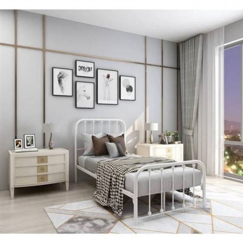 Metal Platform Bed Frame with Rounded Corners Headboard Footboard