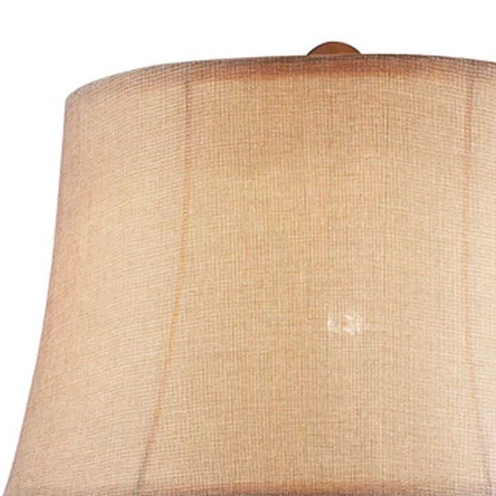 Table Lamp with Filigree Accent Base and Fabric Shade, Brown-Benzara