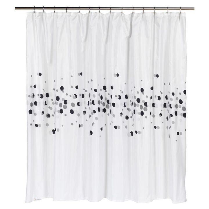 Carnation Home Fashions Fashions Dots 100% polyester Fabric Shower Curtain with Free Hooks with Multi-color Touch - Multi 70x72"
