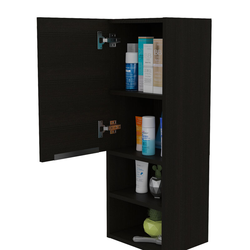 DEPOT E-SHOP Savona Medicine Single Door Cabinet, Two External Shelves, Two Interior Shelves, Black