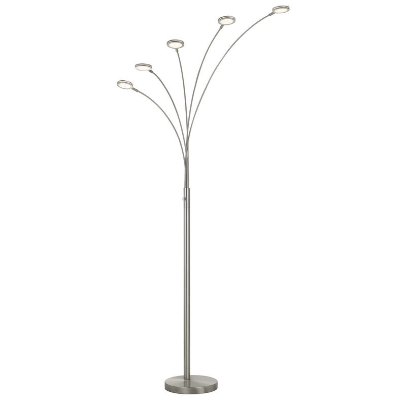 HomeRoots 72" Nickel Five Light Led Arc Floor Lamp image number 2