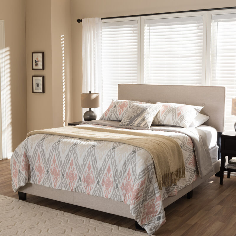 Baxton Studio Hampton Modern and Contemporary Light Beige Fabric Upholstered Queen Size Bed image number 1