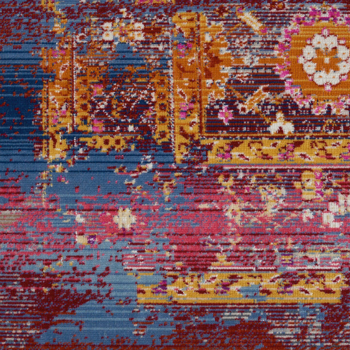 HomeRoots Floral Distressed Non Skid Area Rug