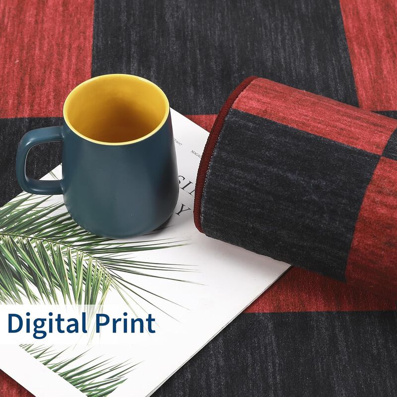 Christmas Area Rug, Christmas Plaid Rugs Office Carpet Washable Doormat Xmas Holiday Decor Non Slip image number 3