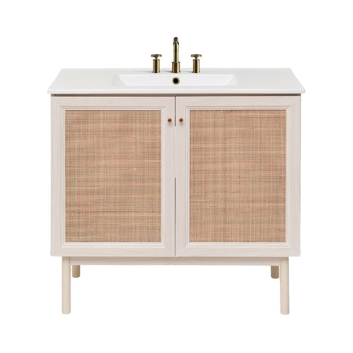 36" Freestanding Bathroom Vanity with 3-Hole Widespread Sink Top
