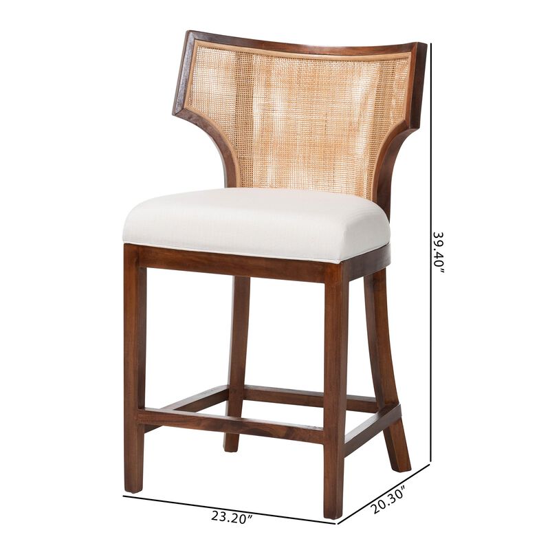bali & pari Franco Counter Stool - Sculpted Seating with Woven Rattan Backrest and Upholstered Seat for Kitchen or Lounge image number 8