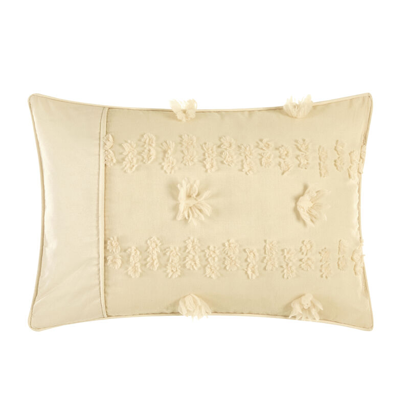 Chic Home Ahtisa Comforter Set Jacquard Floral Applique Design Bed in a Bag Sand, Queen image number 4