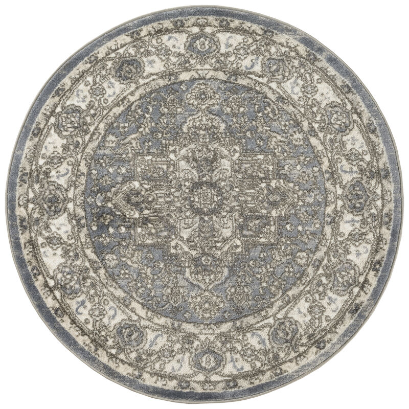 Quarry QUA05 Blue 4' x Round Rug image number 0
