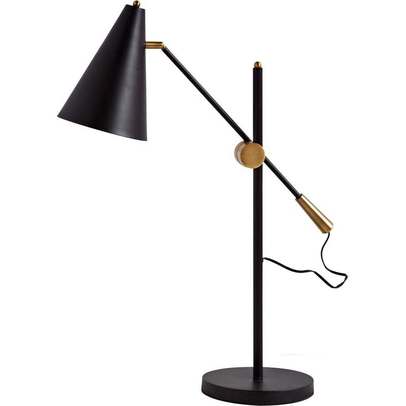 HomeRoots 26" Black Metal Swing Arm With Black Cone Shade image number 0