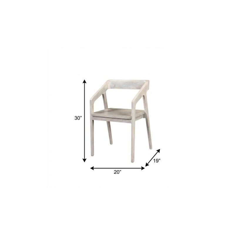 HomeRoots White Solid Wood Open Back Dining Arm Chair image number 5