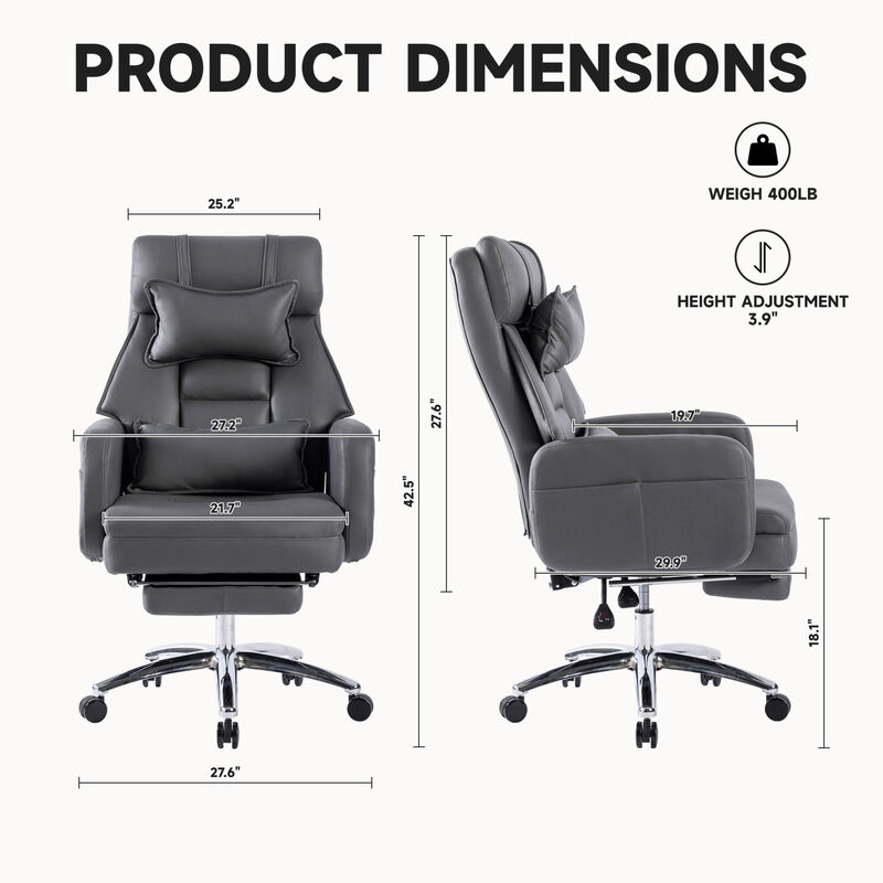 GOODSILO Swivel Ergonomic High Back Office Chair with Adjustable Headrest and Lumbar Support image number 8