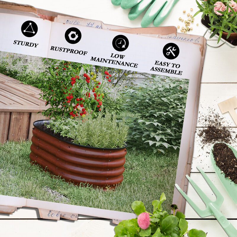 Hivvago Galvanized Raised Garden Bed 3.4'x2'x1.4' with Safety Edges image number 6