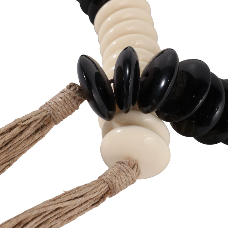 42x1.25" Slim Round Bead Garland, Ivory/black image number 3