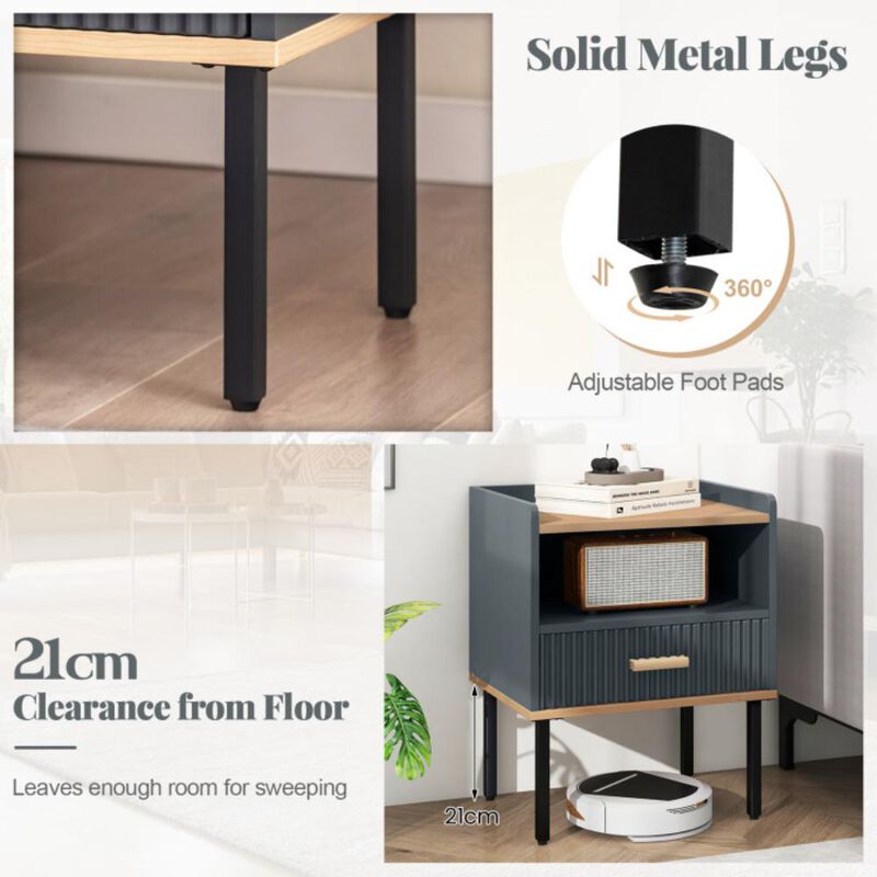 Hivvago Nightstand Bedside End Table with Drawer and Shelf for Living Room Bedroom-Set of 2